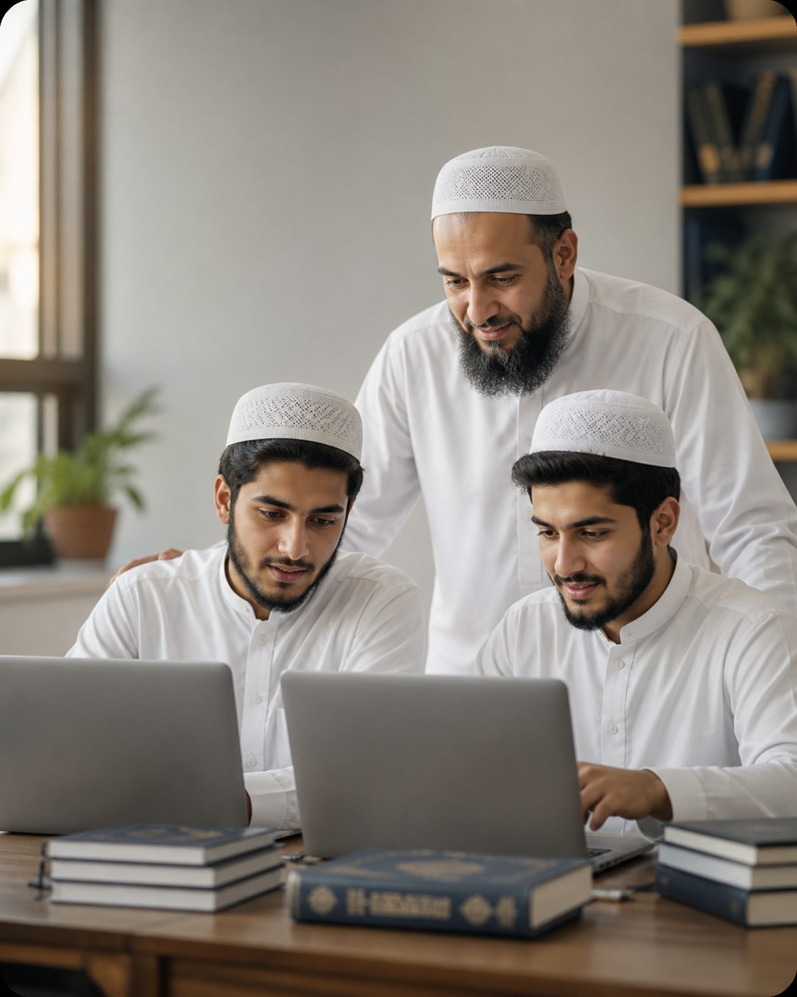 Scholar teaching students