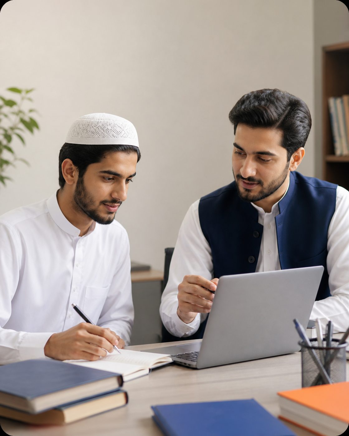 Mentor reviewing an application with a student
