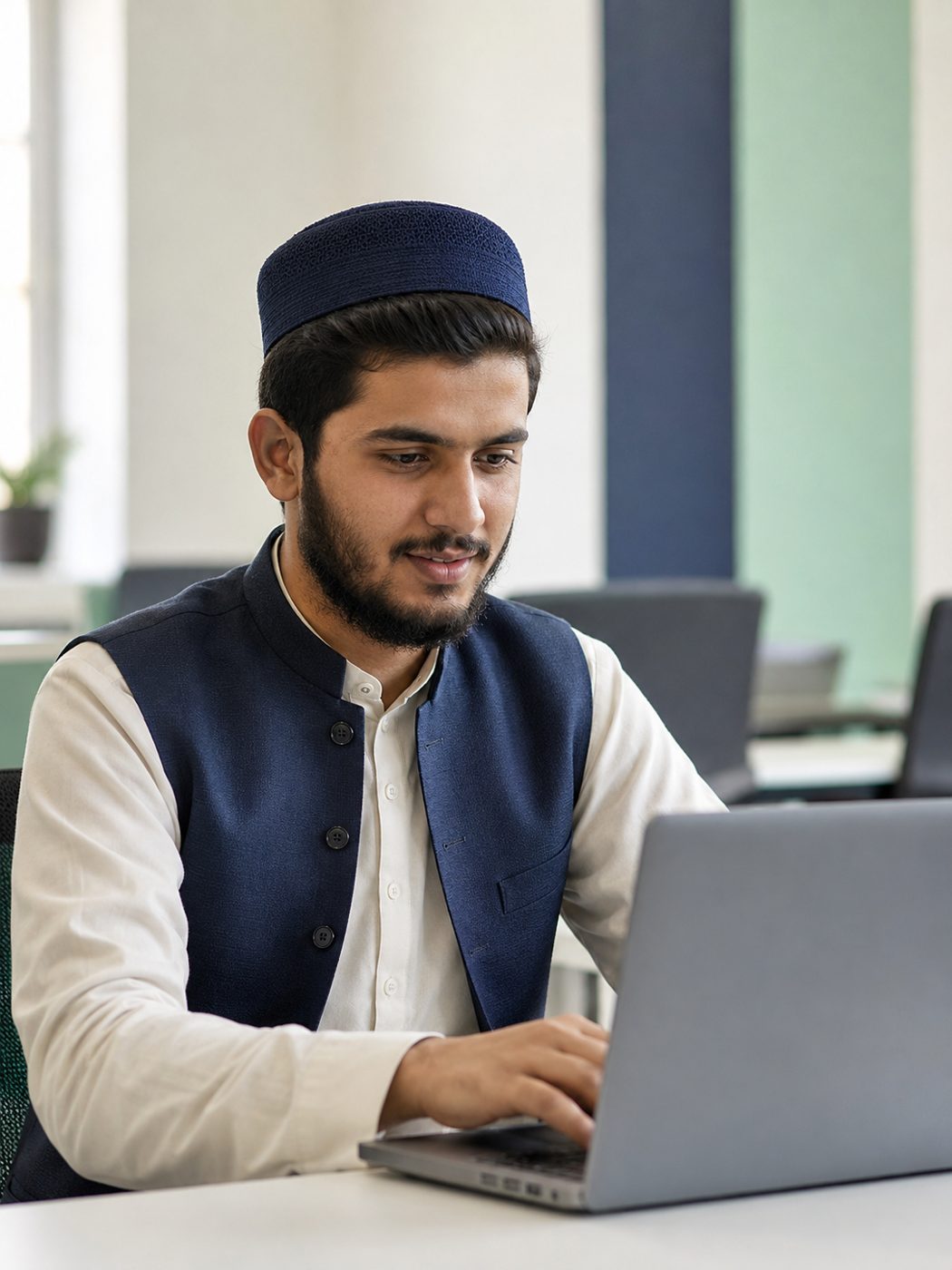 Student learning on a laptop