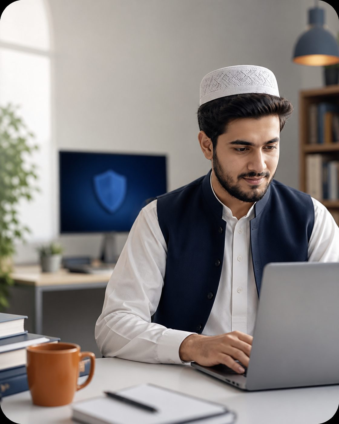 Student at a laptop