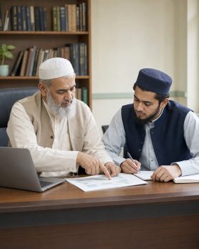 Scholar mentoring a student